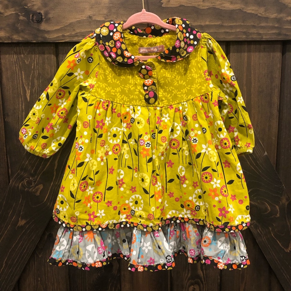 Jelly the pug floral dotted dress 18 months